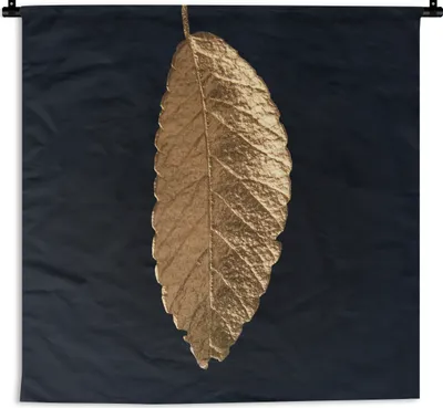Produktbild von MuchoWow® Wandteppich Wandbehang Blätter - Schwarz - Gold - Luxus - Natur 150x150 cm Tapisserie Dekoration Wandtuch - Wohnaccessoires - Modernes