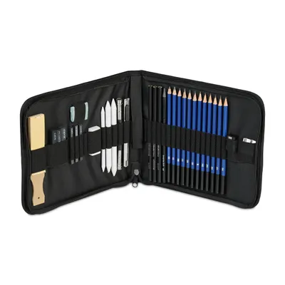 Produktbild von relaxdays Zeichenset Bleistift 33-teilig