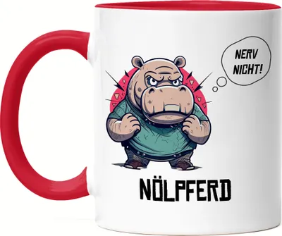 Produktbild von Nerv nicht Nölpferd Tasse Rot Wortwitz Kollegen Chef Sarkasmus Arbeit Büro