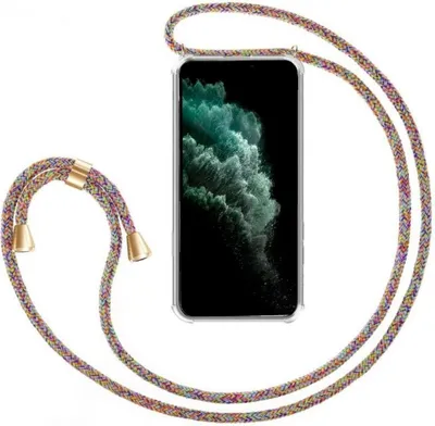 Image de Coque de téléphone avec bandoulière/cordon pour porter en bandoulière, compatible avec différents modèles Samsung Galaxy. Modèle : Samsung Galaxy S20 plus, couleur arc-en-ciel / or