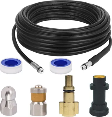 Produktbild von Rohrreinigerschlauch für Kärcher, Hochdruckreiniger-Abflussschlauch-Reinigungsset mit Strahldüse und rotierender Strahldüse für Kärcher K2-K7-Serie und LAVOR (20 m)