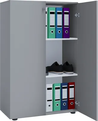 Produktbild von VCM Büroschrank mit 3 Fächern | moderner Aktenschrank mit Drehtüren | Maße ca. B. 70 x H. 110 x T. 40 cm – Lona 3-Fach