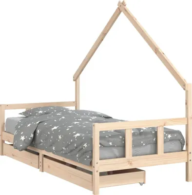 Zdjęcie produktu dla vidaXL Łóżko dziecięce z szufladami 90x200 cm z litego drewna sosnowego