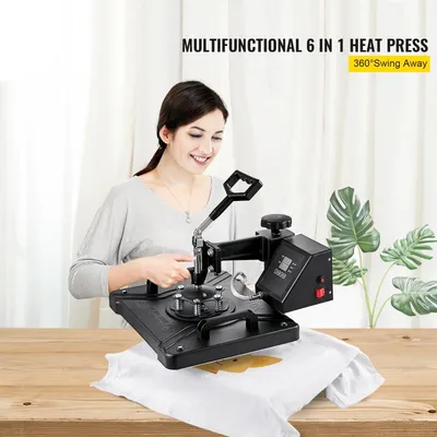 Immagine prodotto di Macchina multifunzione per stampa a caldo 6-in-1 - Pressa per sublimazione da 12x15 pollici, adatta per magliette, tazze, cappelli e piatti