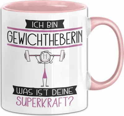 Produktbild von Gewichtheberin Geschenk Tasse Ich Bin Gewichtheberin Was Ist Deine Superkraft Geschenkidee Lustig Geburtstag Weihnachten (Rosa)