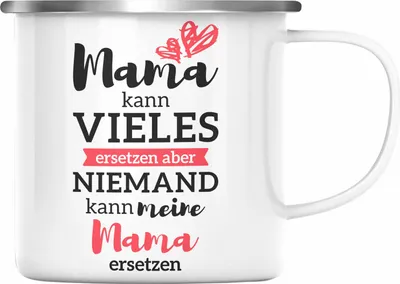 Produktbild von Trendation - Mama Emaille Tasse mit Spruch Geschenk Muttertag von Tochter Sohn Mutter Emaille Emaille Tasse (Silber)
