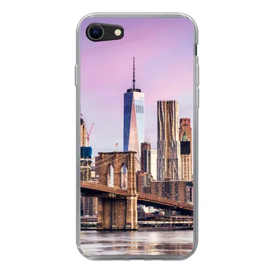 Produktbild von MuchoWow® Handyhülle Schutzhülle Hülle für iPhone SE 2020 Brooklyn Bridge und die New Yorker Skyline Silikon Softcase Handy Hülle - Kartenbesitzer