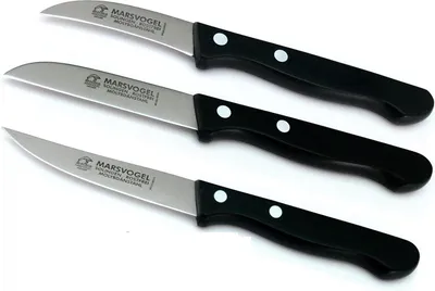 Produktbild von Schälmesser Set 3 tlg. POM Marsvogel Solingen # 91-3tlg. Küchenmesser 2 1/2" gebogen + 3" gerade + 3" rückenspitz