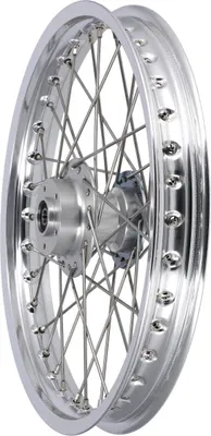 Produktbild von Speichenrad 1,6 x 16" für ZT Telegabel, Nabe farblos eloxiert, Alufelge poliert + Edelstahlspeichen - für Simson S50, S51, S70, S53, S83