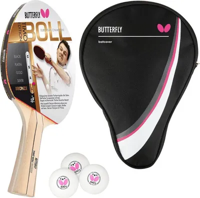 Produktbild von Butterfly 1x Timo Boll Bronze 85010 Tischtennisschläger + Tischtennishülle Drive Case + 3x 40+ 3*** Tischtennisbälle