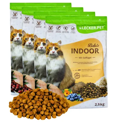 Produktbild von 10 kg Lecker.Pet® Balu's Indoor Geflügel Katzenfutter Trockenfutter Vollnahrung
