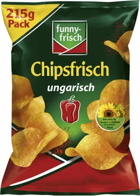 Zdjęcie produktu dla funny frisch Chipsy węgierskie o smaku wędzonej papryki 215g