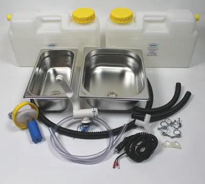 Obrázok produktu pre 12V mini kuchynská predajná stojanová súprava drez 325x265x100x 325x176x100 dvojitá misa