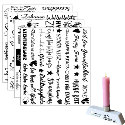 Rub-on-Sticker-Set, 4 Stück, A6, Sprüche, DIY-Dekoration