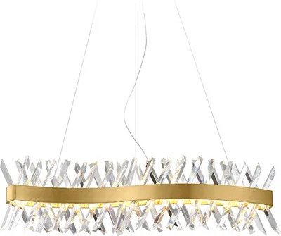 Zdjęcie produktu dla Amsterdam Long - Żyrandol 85cm, 3 LED kolor, złoty Mosiądz Szczotkowany, Kryształ K9, nad stół