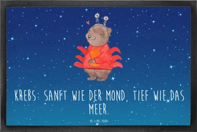 Produktbild von Mr. & Mrs. Panda Fussmatte Krebs Astrologie 40 x 60 cm - Sternenhimmel Blau - Geschenk, Fußabtreter, fußmatte, Schmutzfangmatte, Tierkreiszeichen, Schmutzmatte