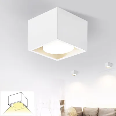 Produktbild von ZMH LED Deckenspots Weiß Aufbauspot Aufputz Warmweiß GX53 5W Deckenstrahler Schwenkbar Eckig Aufbaustrahler für Küche Wohnzimmer Esszimmer Korridor Flur ohne Leuchtmittel