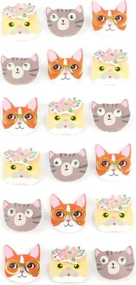 Produktbild von 18 Mini-3D-Aufkleber Katzen 2 cm