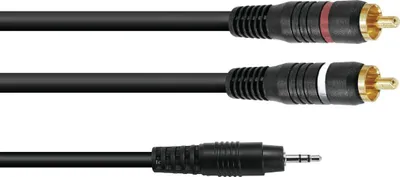 Productafbeelding van OMNITRONIC Adapterkabel, 3,5 mm jack / 2x RCA (tulp), 0,5 meter, zwart