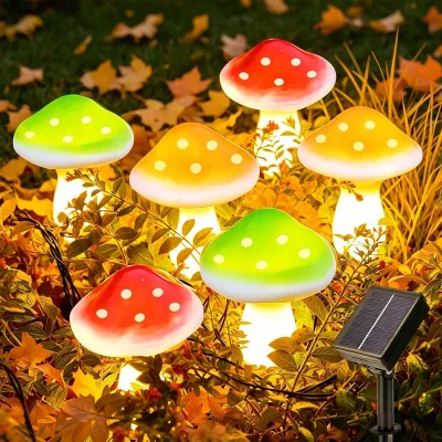 Immagine prodotto di Joycome, 6 luci LED solari, decorazioni per giardino a forma di fungo, lampada solare per giardino con 8 modalità