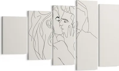 Produktbild von Bild auf Leinwand - Leinwandbild - 5 Teile - Art. Linie Kuss - 100x60cm - Wand Bild - Wanddeko - Wandbilder - Leinwanddruck - Bilder - Wanddekoration - Leinwand bilder - Wandbild - EG100x60-4757