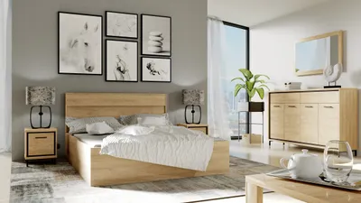 Produktbild von MINIO Klassische Bett 160 cm COMO 9 Natural Hikora Farbe