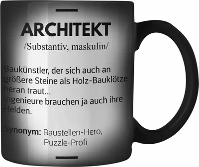 Produktbild von Trendation - Architekt Geschenke Farbwechsel Zauber-Tasse Lustig Karabiner Farbwechsel Zauber-Tasse Edelstahl mit Spruch Architektur Architekten Geschenkidee Spruch (Schwarz)