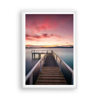 Produktbild von Gerahmtes Poster - Weißer Rahmen - Brücke Rosa Himmel - 70x100 cm - Wand Bild - Wanddeko - Wandbilder - Kunstposter - Wandposter - Bilderrahmen - Bilder - Kunstdruck - P2WPA70x100-4795