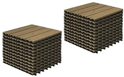 Produktbild von 22-teilige WPC-Balkonbodenfliesen Holzoptik mit Relief | Hellbraun | 30x30cm