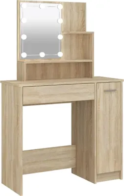 Image de vidaXL Coiffeuse avec LED Chêne Sonoma 86,5x35x136 cm