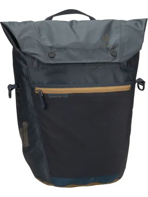 A close-up studio shot of a Deuter backpack.