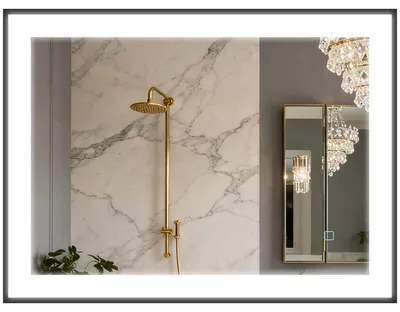 Produktbild von Badezimmerspiegel mit LED-Beleuchtung, 80 x 60 cm, 3 Lichtfarben, Antibeschlagfunktion, Memory-Funktion, Schutzart IP44, horizontal/vertikal