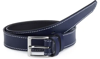 Image de Ceinture pour enfant Ladeheid en cuir K1D5 (bleu marine/blanc, 60 cm (longueur totale 79 cm))
