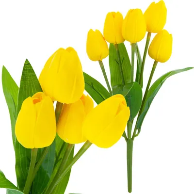 Zdjęcie produktu dla Cv26805-5 Tulipan Duży Bukiet Tulipanów X5 Sztuczne Kwiaty Tulipany W Bukiecie Żółte