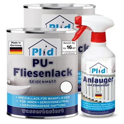 Produktbild von Plid PolyurethanFliesenlack Weiß glänzend 1,5 l mit Anlauger 0,5 l