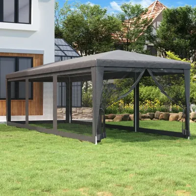 Immagine prodotto di Maison Exclusive - Tenda per feste con 8 pareti laterali in rete, antracite, 3x9 m, HDPE