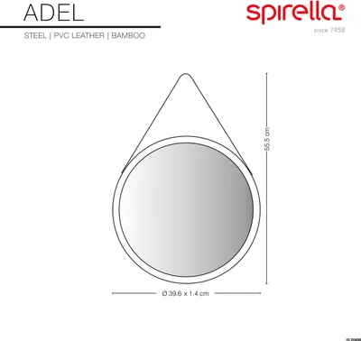Obrázok produktu pre spirella Adel závesné zrkadlo okrúhle, popruhy, bambusový rám, moderné, predsieň, kúpeľňa a WC pre hostí, ?: 40 cm, prírodné