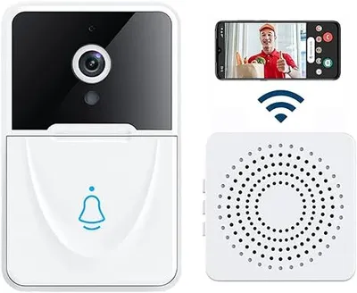 Produktbild von Intelligente Video Türklingel mit kabelloser Kamera, 3 in 1 Türklingel, Überwachung, Video, HD-Nachtsicht, intelligente Sicherheitstürklingel