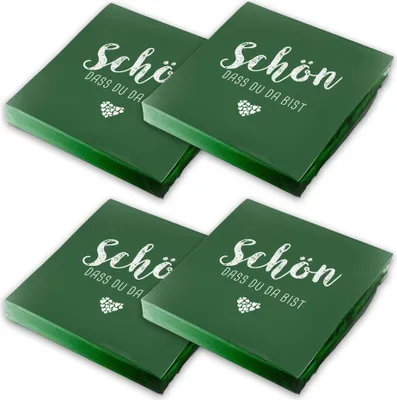 Produktbild von itenga 80x Serviette Schön dass du da bist - DUNKELGRÜN -