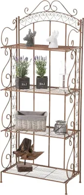 Zdjęcie produktu dla In And OutdoorMatch Shelf Metal Teagan - antyczny brąz - 33x61x153cm - półka do przechowywania - regał półkowy - szafka przedziałowa - otwarta szafka przemysłowa