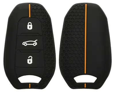 Produktbild von kwmobile Schlüsselhülle für Peugeot Citroën 3-Tasten Smartkey (Keyless Go) Hülle - Autoschlüssel Schlüssel Hülle aus Silikon - Schlüsseletui in