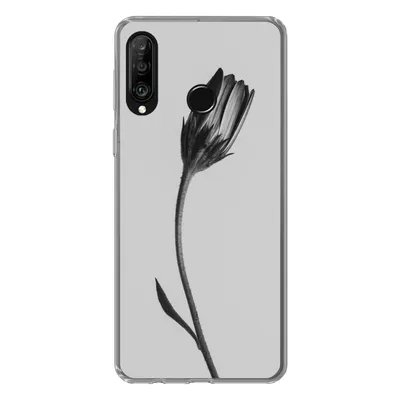 Produktbild von MuchoWow® Handyhülle Schutzhülle Hülle für Huawei P30 Lite Pflanze - Makro - Schwarz - Weiß Silikon Softcase Handy Hülle - Handyhülle