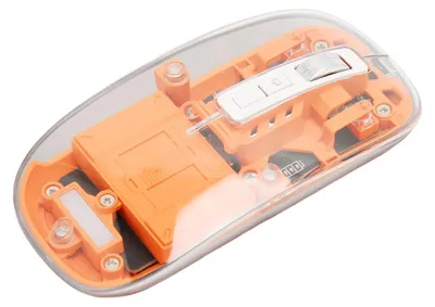 Obrázok produktu pre Bezdrôtová myš s Bluetooth 3 režimami, BT 5.1, 2,4 GHz, priehľadná, dobíjateľná, tichá myš pre PC, laptop, notebook, oranžová