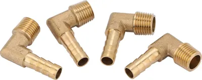 Obrázok produktu pre 4 kusy Mosadzná kolenová hadicová prípojka s vonkajším závitom G1/4" 8 mm