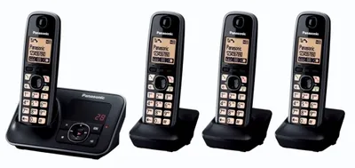 Produktbild von Panasonic KX-TG6624 Strahlungsarmes Schnurlostelefon mit Anrufbeantworter, Rufnummernanzeige, 3 zus?tzliche Mobilteile, 15h Sprechzeit, 7 Tage Standby, Freisprechfunktion, DECT