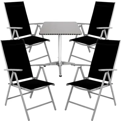 Produktbild von Bistrogarnitur 5-teilig Aluminium - Textilen / Schwarz