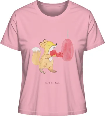 Produktbild von Mr. & Mrs. Panda Damen T-Shirt Fuchs Boxen Größe M - Baumwolle Pink - Geschenk, Oberteil, shirt, Baumwoll, Jersey, Boxtraining, Boxkampf