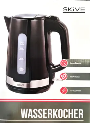Produktbild von Skive Edelstahl-Wasserkocher 1,7L schwarz Wasserkessel Teekocher Teekessel