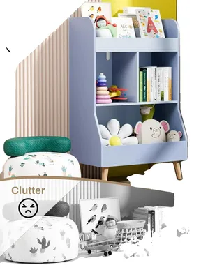 Zdjęcie produktu dla Półka na książki dla dzieci, wykonana z drewna, o wymiarach: długość 62 cm, szerokość 34 cm, wysokość 93,5 cm. Wymaga montażu