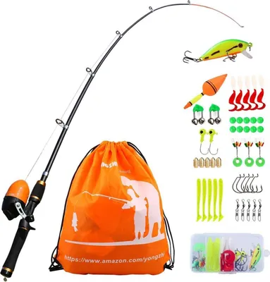 Image de Canne à pêche télescopique pour enfants avec moulinet Spincast et accessoires - Orange
